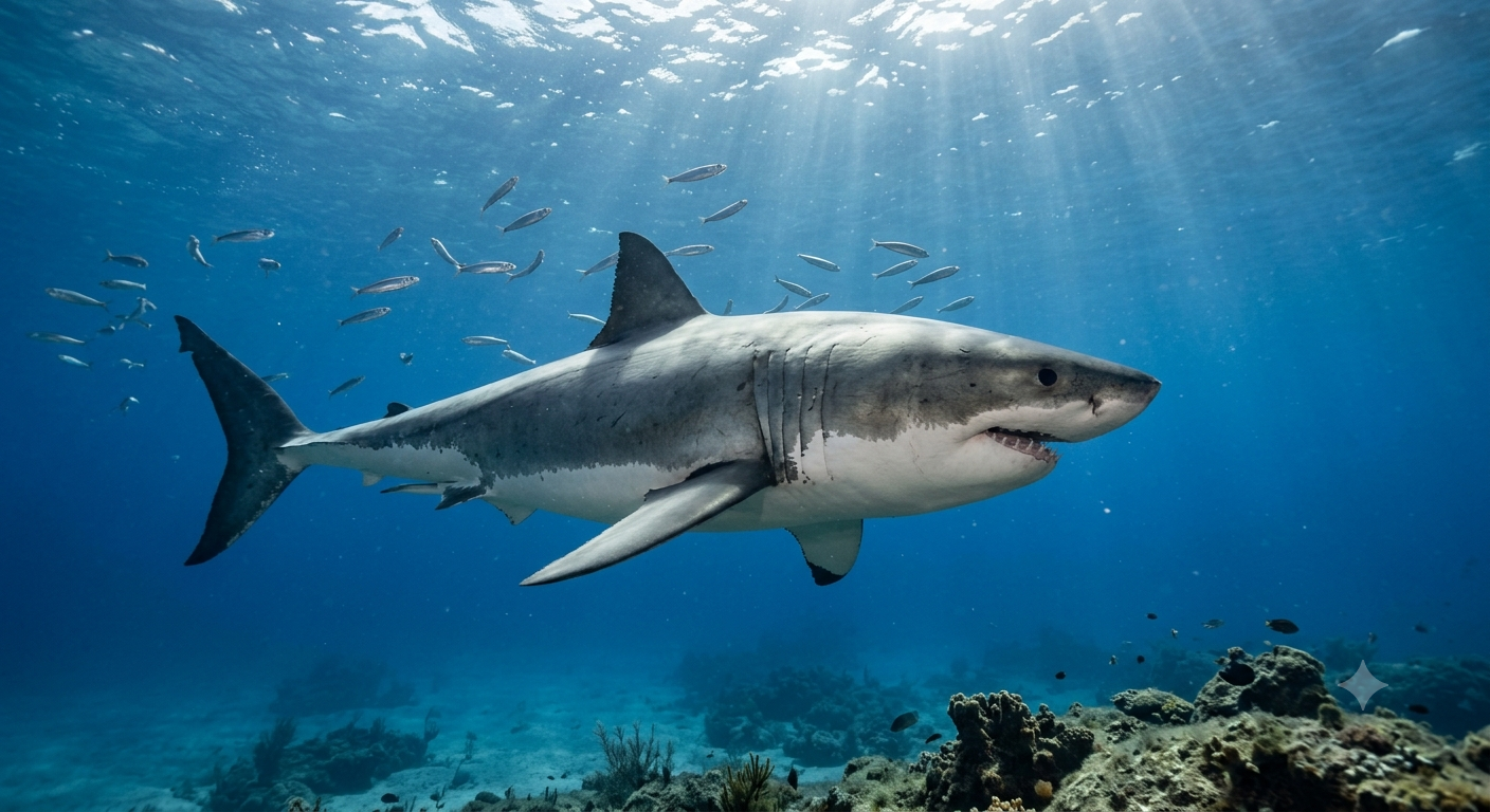 Il grande squalo bianco (Carcharodon carcharias)